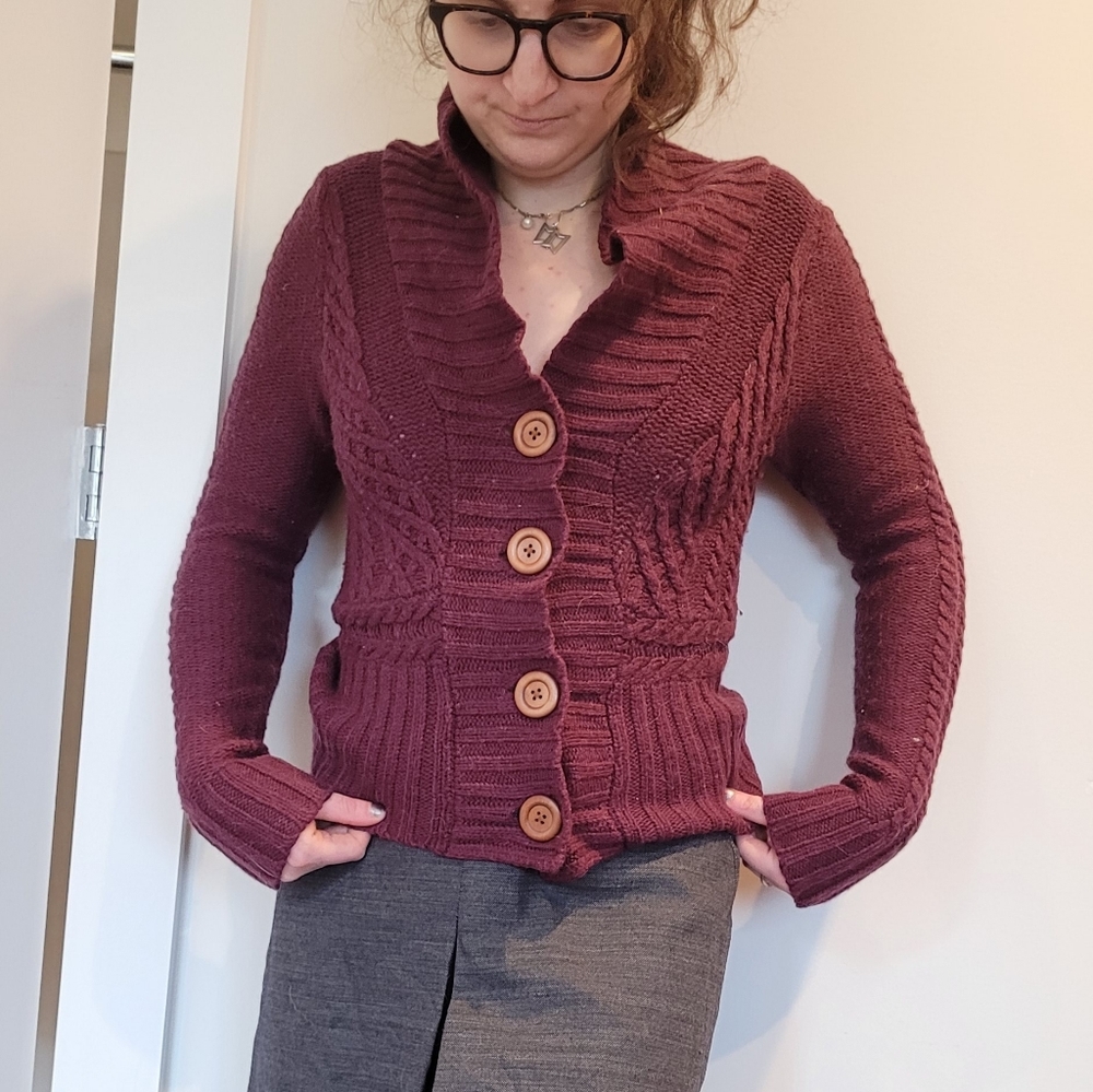 3/$22 Express Button up Cardigan Maroon/Burgundy⚡